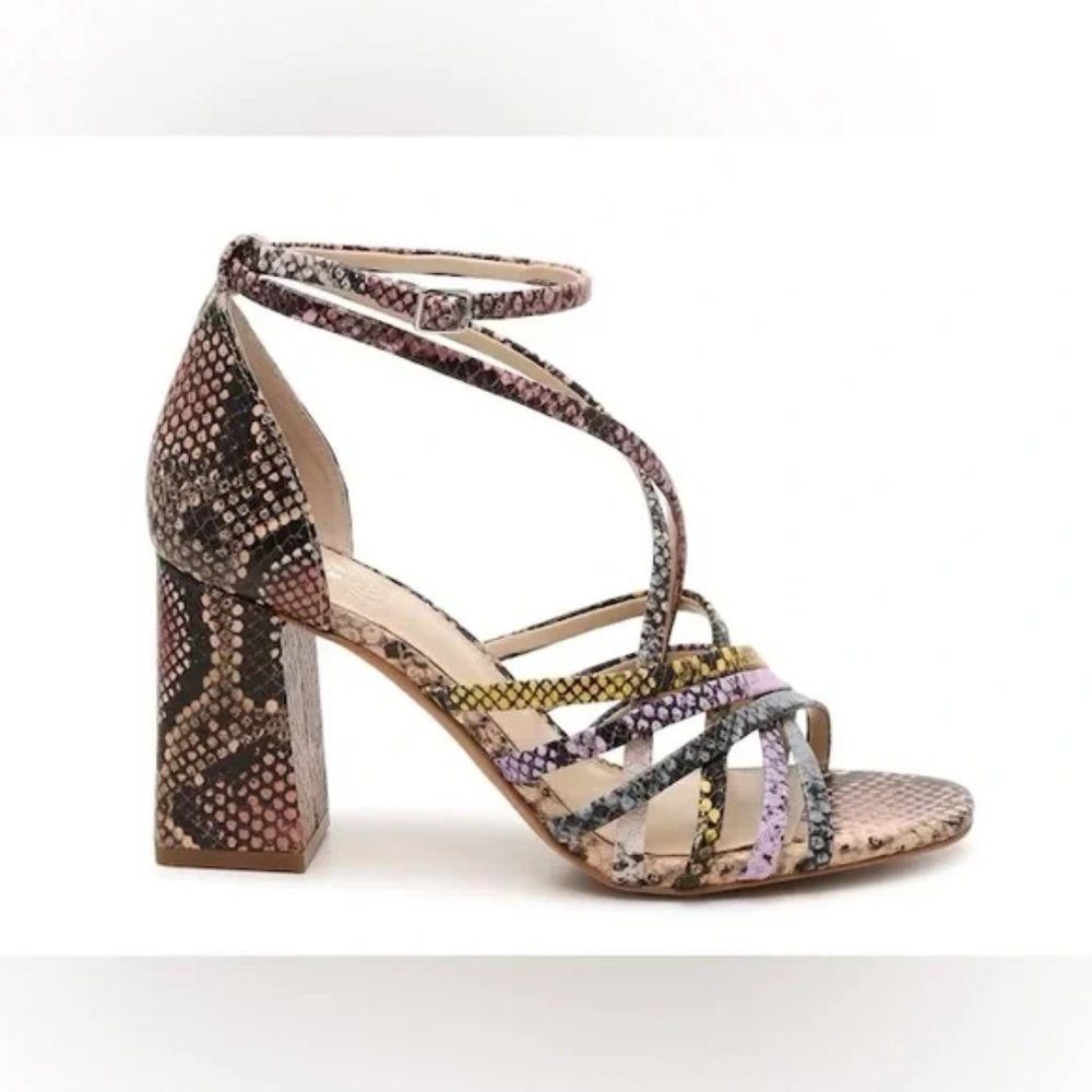 Vince Camuto Strappy Snakeskin Heels